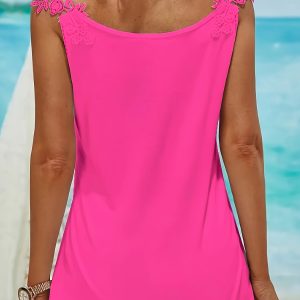 Débardeur à bretelles avec détail floral pour femme