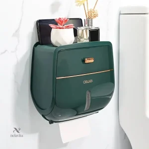 Distributeur de Papier Toilette Mural Étanche avec Rangement – Boîte Design avec Support Téléphone