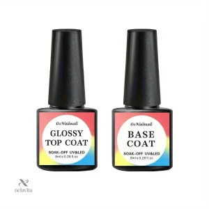 Duo Base Coat & Top Coat UV/LED – Finition Brillante et Tenue Longue Durée pour Vernis Semi-Permanent