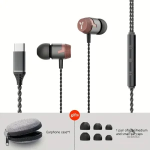 Écouteurs Intra-Auriculaires Filaire Stéréo avec Micro – Design Métallique Confortable et Son Haute Qualité