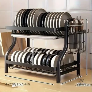 Organisateur de vaisselle à 3 niveaux avec design fonctionnel