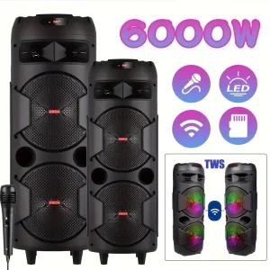 Enceintes Sono Bluetooth 6000W avec effets lumineux et micro