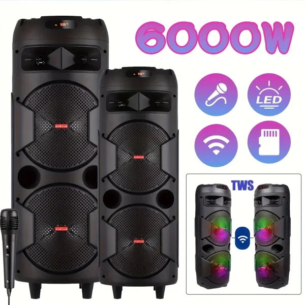 enceintes-sono-bluetooth-6000w-avec-led-micro-pack-dj-tws-37i4uc-1 Enceintes Sono Bluetooth 6000W avec effets lumineux et micro