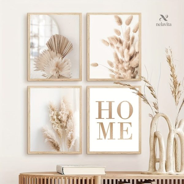 Ensemble artistique en six pièces sur toile beige