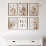 Toiles beige inspirées par la végétation pour intérieur