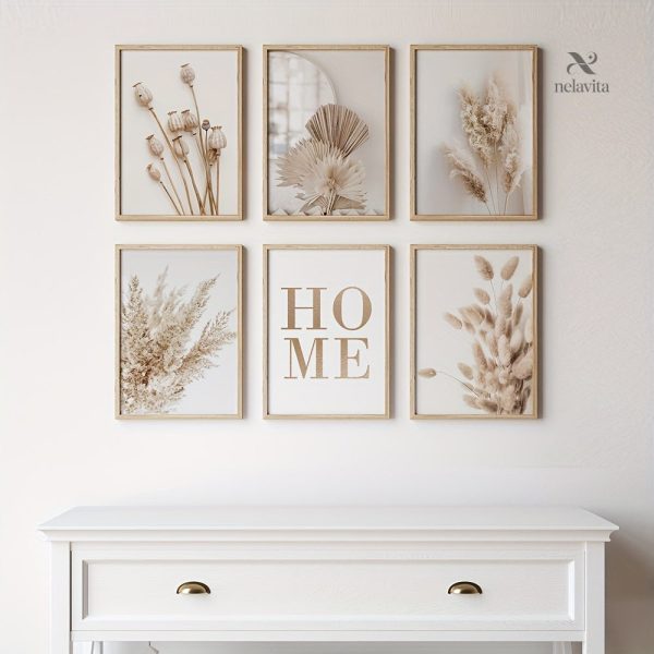 Toiles beige inspirées par la végétation pour intérieur