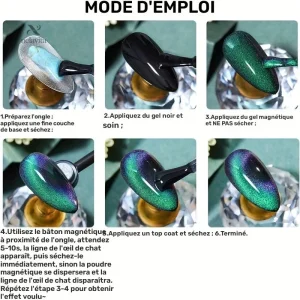 Vernis à ongles effet œil de chat avec aimant inclus