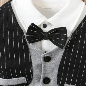Ensemble Bébé Garçon Chic avec Nœud Papillon – Tenue Élégante Cérémonie ou Baptême