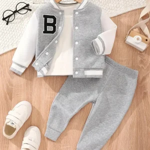 Ensemble bébé garçon veste teddy et pantalon – look sport chic confortable