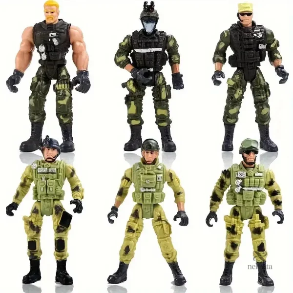 Ensemble de figurines soldats militaires articulées