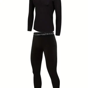 Ensemble de Sport Enfant – T-shirt Manches Longues et Legging Noir Respirant
