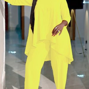 Ensemble Décontracté Grande Taille 2 Pièces - Tunique & Pantalon Assorti