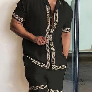 Ensemble élégant - Chemise à col et manches courtes avec short