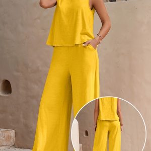 Ensemble Femme Élégant – Débardeur & Pantalon Large