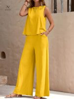 Débardeur et pantalon large pour un look chic féminin