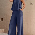 Vêtement féminin chic : débardeur et pantalon ample