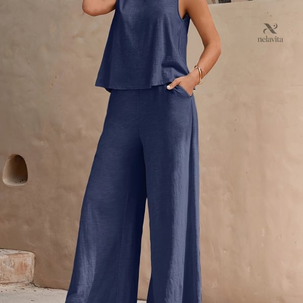 Vêtement féminin chic : débardeur et pantalon ample