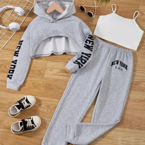 Ensemble fille 2 pièces bordeaux – Sweat à motif ourson et pantalon assorti