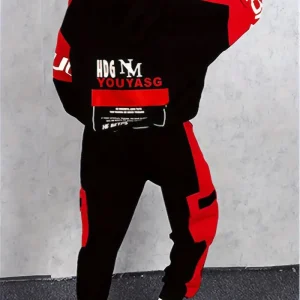 Ensemble Garçon Sport Streetwear – Survêtement Noir et Vert avec Capuche