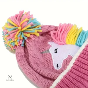 Écharpe tricotée licorne pour fille, style hivernal