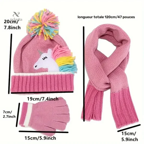 Accessoires d'hiver licorne pour filles, parfaits pour le froid