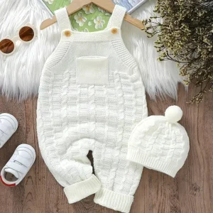 Ensemble tricot bébé avec bonnet – Salopette chaude et confortable