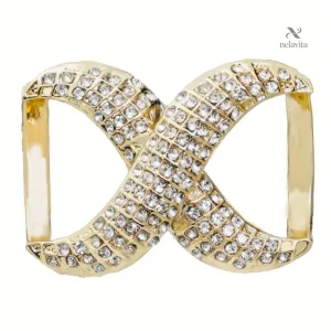 Épingle décorative femme en strass dorés – Bouton bijou élégant pour vêtements et accessoires