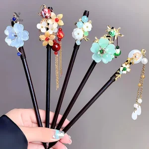 Accessoires de coiffure femme avec motifs floraux chinois