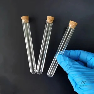 Éprouvettes en Verre avec Bouchon en Liège – Tubes à Essai Transparants pour Expériences et Stockage de Laboratoire
