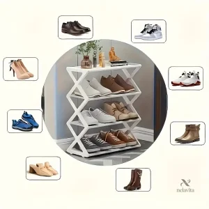 Solution de rangement élégante pour chaussures à 4 niveaux