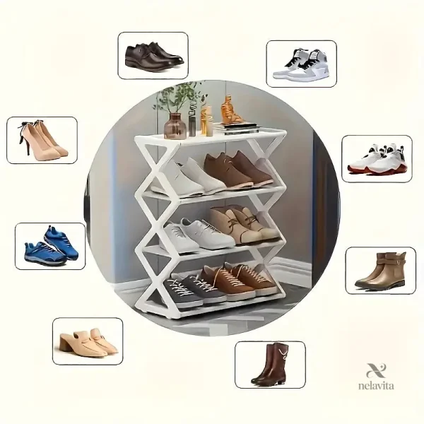 Solution de rangement élégante pour chaussures à 4 niveaux