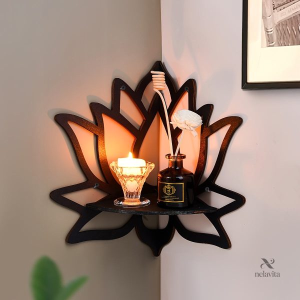 etagere-murale-flottante-lotus-en-bois-1 Étagère flottante Lotus en bois naturel