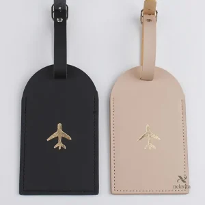 Étiquette bagage en cuir élégante Accessoire indispensable pour valises et sacs de voyage