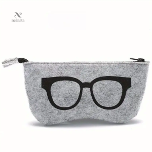 Étui à Lunettes en Feutrine Gris – Pochette Souple avec Fermeture Éclair, Léger et Antichoc