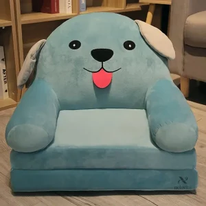 Fauteuil Enfant Chien Bleu en Peluche – Chaise Ludique et Confortable pour Chambre ou Salle de Jeux