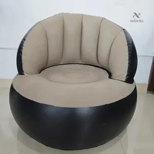 Fauteuil Gonflable Rond Confort Luxe – Design Moderne Noir et Beige pour Salon ou Chambre