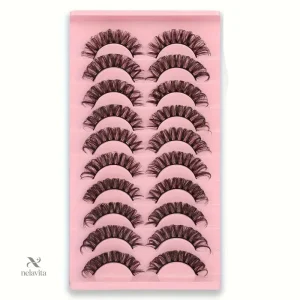 Faux Cils Naturels 3D Effet Croisé – Lot de 10 Paires Ultra Légères et Réutilisables pour un Regard Intense et Glamour