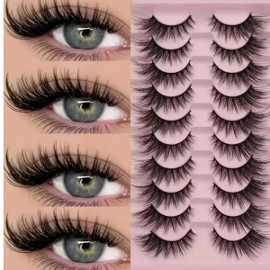 Faux Cils Volumineux Effet 3D – Lot de 10 Paires Réutilisables pour un Regard Intense et Séduisant