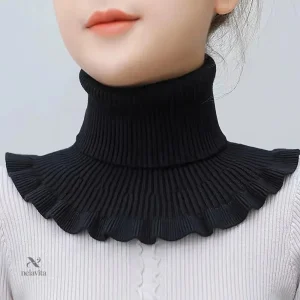 Faux col femme col roulé tricot gris – Col amovible chaud et élégant pour pulls et manteaux