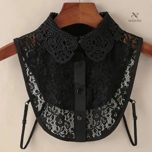 Faux col femme dentelle chic – Col amovible élégant en noir ou blanc pour pull, robe et chemisier