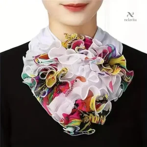 Faux col femme élégant à volants multicolores – Accessoire amovible chic pour robe, pull et chemisier