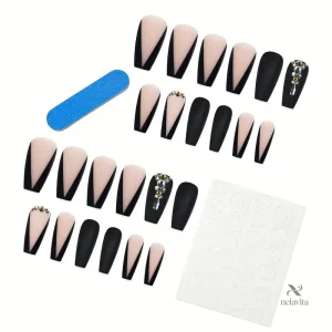 Kit de 24 faux ongles élégants à porter