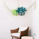 Hammac de rangement pour accessoires bébé en macramé