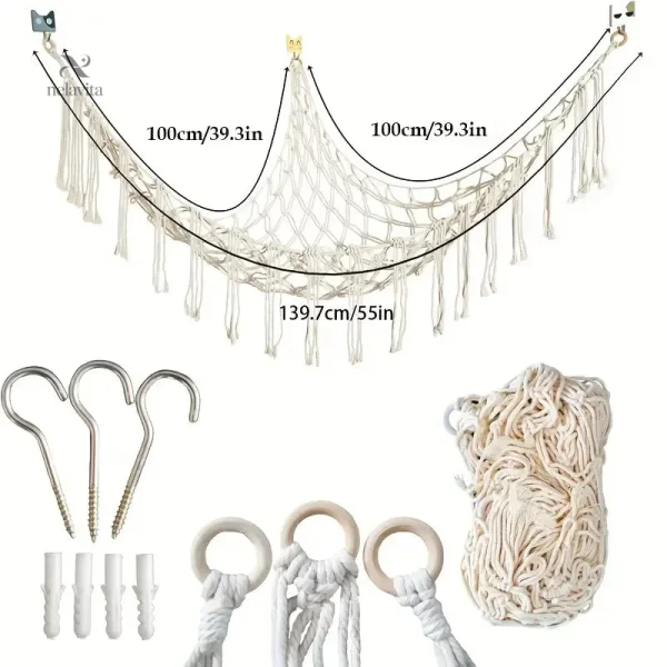 Solution de rangement suspendue en macramé pour la chambre bébé