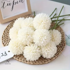 Fleurs Artificielles Pompons Bleu Pastel – Décorations de Fête Élégantes pour Mariage, Anniversaire & Table