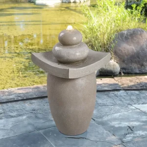Fontaine zen en pierre artificielle pour jardin et terrasse