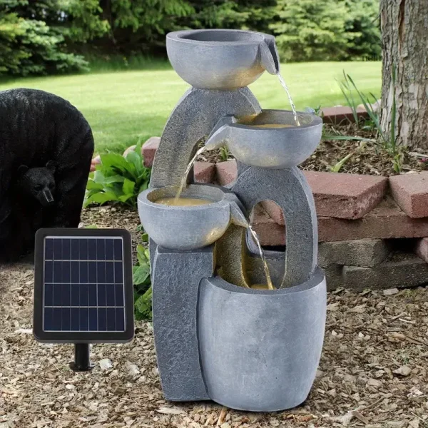 Fontaine de jardin avec éclairage LED intégré