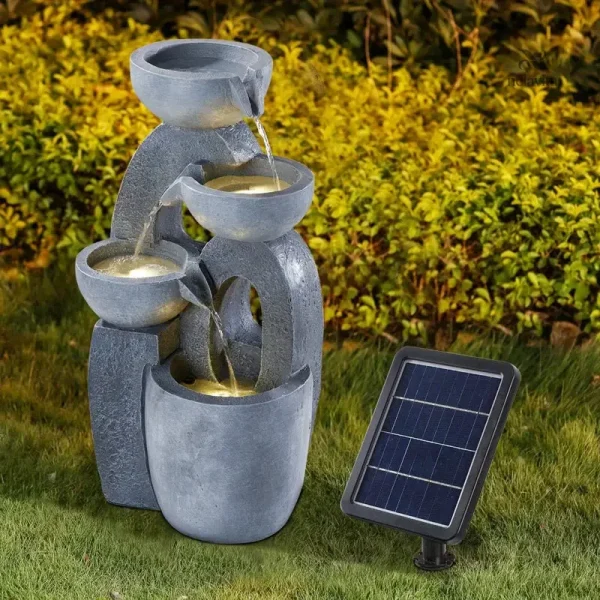 Fontaine solaire élégante pour embellir votre espace extérieur