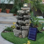 Fontaine solaire cascade extérieure décorative jardin