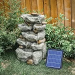 Décoration de jardin avec effet roche et éclairage LED
